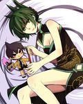  china_dress chinese_clothes cleavage dress gatakuri green_eyes green_hair lying shaman_king short_hair smile tao_jun tao_ren 