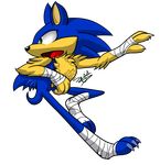  alpha_channel black_nose blue_fur claws feral fur green_eyes nintendo open_mouth pok&eacute;mon simple_background sonic_(series) sonic_the_hedgehog squidkid11 tan_belly tape transparent_background video_games yellow_fur 