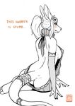  anthro blush breasts butt clothing dialogue english_text female kangaroo mammal marsupial meme monochrome side_boob sweater text tsundere valtik virgin_killer_sweater 