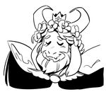  asgore_dreemurr beard boss_monster caprine crown eyes_closed facial_hair flower goat happy horn long_ears mammal plant simple_background smile solo undertale video_games white_background xamag 