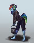  4_toes alasou anthro barefoot clothed clothing equine female friendship_is_magic hair mammal multicolored_hair my_little_pony rainbow_dash_(mlp) rainbow_hair solo standing toes 