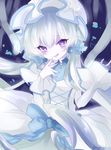  :d bad_id bad_pixiv_id blue_nails dress gen_7_pokemon hair_ornament hat kgbt_i nail_polish nihilego open_mouth pale_skin personification pokemon purple_eyes smile solo twitter_username white_dress white_hair white_hat white_skin 