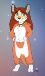  anthro collar felicia_cat feline female fur hair looking_at_viewer mammal onesie smile solo standing 