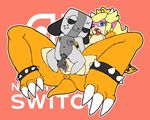  anus blonde_hair blue_eyes breasts claws controller crown dildo female female/female hair horn invalid_tag koopa mario_bros nintendo nipples princess_peach pussy scales scalie sex_toy sharp_claws switch_dog transformation tryfag_(artist) vaginal video_games 