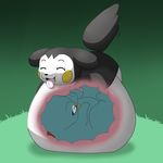  belly big_belly cute emolga feral internal mammal nintendo open_mouth pok&eacute;mon post_vore rodent simple_background smile solo tongue tongue_out totadile video_games vore waffurukitsune 