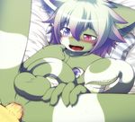  2017 anal anal_penetration anus arbre balls bed blush claws drooling duo hane happy heterochromia kemono long_penis lying male male/male nude open_mouth penetration penis perineum saliva smile spread_legs spreading teeth はね 