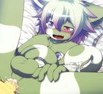  2017 anal anal_penetration anus arbre balls bed blush claws cum cum_in_ass cum_inside drooling duo hane happy heterochromia kemono long_penis lying male male/male nude open_mouth penetration penis perineum saliva smile spread_legs spreading teeth はね 