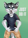  anthro canine chibi english_text felicia_cat just_do_it looking_at_viewer male mammal open_mouth solo text 