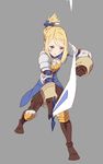  1girl agrias_oaks armor blonde_hair braid final_fantasy final_fantasy_tactics gloves knight long_hair single_braid solo sword weapon 