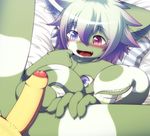  2017 arbre balls bed blush claws duo erection hane happy heterochromia imminent_sex kemono long_penis lying male nude open_mouth partially_retracted_foreskin penis smile spread_legs spreading teeth uncut はね 