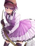 alternate_costume aoko_(blue_9140) apron beard blush broom cleaning cosplay crossdressing danganronpa dress facial_hair frilled_sleeves frills gloves goatee lace lace-trimmed_dress looking_at_viewer maid maid_headdress male_focus momota_kaito new_danganronpa_v3 parted_lips pinafore_dress purple_eyes purple_gloves purple_hair short_hair simple_background solo space_print spiked_hair starry_sky_print sweatdrop thighhighs toujou_kirumi toujou_kirumi_(cosplay) white_background 
