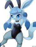  2017 black_clothes blue_eyes clothing cute eeveelution female feral legwear looking_at_viewer mammal nintendo pantyhose pok&eacute;mon ribbons signature simple_background solo sylveon video_games white_background りゅま 
