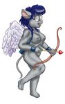  anthro arrow blue_hair bow_(weapon) breasts eyes_closed eyewear feathered_wings feathers female glasses hair mammal mouse nipples nude ranged_weapon rodent solo style_wager weapon wings 