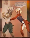  anthro clothed clothing collar comic dialogue english_text f-r95 falla feline female fur hair mammal saber-toothed_cat text 