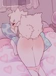  anthro bed bent_over blush bra butt butt_blush canine clothing curled_tail dog fluffy inside looking_back mammal napdust panties panties_down pillow pomeranian presenting presenting_hindquarters shy underwear 