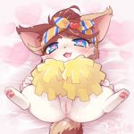  1girl blue_eyes cat cat_busters cheerleader furry mizuki_kotora open_mouth pussy solo uncensored 