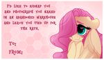  2017 blush border english_text equine feathered_wings feathers female feral fluttershy_(mlp) friendship_is_magic hair hair_over_eye lolepopenon mammal my_little_pony pegasus pink_hair solo text white_border wings 