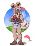  &lt;3 2017 anthro anthrofied canine clothing cub feet front_view fundoshi hand_heart humanoid_feet japanese_clothing looking_at_viewer male mammal nintendo plantigrade pok&eacute;ball pok&eacute;mon rockruff signature smile solo tonio_(artist) underwear vest video_games young 