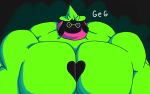  black_fur cel_shading clothed clothing deltarune eyewear fur geg_(artist) green_clothing green_hat hair hat invalid_color male muscular pecs ralsei red_scarf scarf solo 