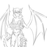  animal_humanoid big_wings clothed clothing crossed_arms dragon dragon_humanoid female humanoid hybrid monster_girl monster_girl_(genre) monster_girl_encyclopedia scales sketch skimpy solo spade_tail standing thundragon topless wings 