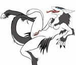  anthro ara&#039;shen breasts clitoral_hood featureless_breasts female fur grey_fur looking_back open_mouth prehensile_clitoral_hood pussy sergal signet simple_background tongue tongue_out white_background white_fur 