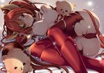  akishima_kei animal_ears arm_guards armor armored_boots armpits ass bad_id bad_twitter_id blush boots breasts cameltoe cerberus cerberus_(shingeki_no_bahamut) collar dog_ears eyebrows_visible_through_hair fang fang_out hand_puppet large_breasts long_hair looking_at_viewer lying nipples nose_blush on_side panties perspective puppet red_armor red_eyes red_footwear red_hair red_panties shingeki_no_bahamut shiny shiny_skin solo thigh_boots thighhighs topless underwear 