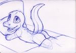  alligator anthro bare_back bed bedding blanket butt crocodilian cub ellie_(sogaroth) eyelashes female flat_chested long_tail looking_at_viewer lying nude open_mouth pillow raised_tail reptile scales scalie simple_background smile sogaroth teeth tongue young 