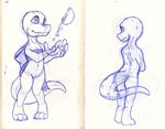  alligator bottomless butt candy claws clothed clothing crocodilian cub digitigrade ellie_(sogaroth) eyelashes female food halloween hi_res holidays long_tail midriff mostly_nude navel nude pussy reptile ribbons scalie simple_background sketch smile sogaroth traditional_media_(artwork) young 