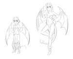  armpits breasts clothed clothing demon demon_wings duo female footwear hair hand_on_hip horn humanoid incubus line_art long_hair looking_at_viewer male navel open_mouth partially_clothed pointing pointy_ears short_hair sibling simple_background sketch skimpy skinny slim smile spade_tail standing succubus thundragon white_background wings young 