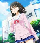  black_hair brown_eyes hanasaka_yui highres one_room pleated_skirt school_uniform screencap short_hair skirt solo 