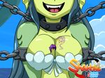  between_breasts giantess giga_mermaid green_skin monster_girl shantae:_half-genie_hero shantae_(character) 