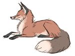  2016 ambiguous_gender canine dipstick_tail ears_up eyes_closed feral fox lying mammal multicolored_tail simple_background skia solo white_background 