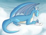  2017 ambiguous_gender angels_with_scaly_wings blue_scales dragon drawing lorem(awsw) scales skyboundterror video_games wings 