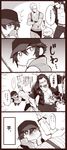  4koma :3 arms_behind_head bad_id bad_pixiv_id baseball_cap casual chibi comic crying final_fantasy final_fantasy_xv fishing gladiolus_amicitia glasses greyscale hat highres ignis_scientia jitome male_focus masiro monochrome multiple_boys no_mouth noctis_lucis_caelum partially_translated prompto_argentum suspenders tears translation_request 