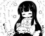  &gt;_&lt; /\/\/\ :3 blush bow bunny closed_eyes comb combing comic cropped flower futa_(nabezoko) greyscale hands_on_own_thighs heart hime_cut houraisan_kaguya inaba long_hair long_sleeves md5_mismatch monochrome touhou translated very_long_hair wide_sleeves |_| 