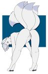  2016 bent_over blue_eyes butt canine clitoral_hood clitoris female fox fur hair looking_at_viewer looking_back mammal multi_tail nude os presenting presenting_hindquarters pussy raised_tail solo white_fur white_hair 