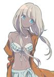  bikini blonde_hairgreen_eyes blush long_hair new_danganronpa_v3 twintails yonaga_angie 