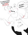  absurd_res adopted_(lore) adopted_daughter_(lore) anthro apron bear blush bodypaint bottomwear bruna_(golddrake) canid canine canis clothing crazed_look daughter_(lore) embarrassed english_text female hi_res holding_object kitsunekotaro mac_and_cheese mammal meme mother_(lore) mother_and_child_(lore) mother_and_daughter_(lore) neck_tuft pants parent_(lore) parent_and_child_(lore) parent_and_daughter_(lore) river_(golddrake) shirt solo speech_bubble text topwear tuft wolf yelling 