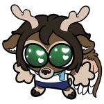  animated anthro antlers big_eyes bottomwear chibi clothing deer feathered_wings feathers fototeta hooves horn lucan_(golddrake) male mammal meme open_mouth pierogipie scarf shirt shorts solo topwear wings 