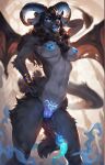  ai_generated anthro areola blue_areola blue_nipples blue_pussy breasts corrupted-kitsune genitals herm hi_res intersex medium_breasts nipples pussy solo 