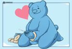  2024 anthro balls bear beary_(rhythm_heaven) belly bodily_fluids butt dessert digital_drawing_(artwork) digital_media_(artwork) doughnut erection food genital_fluids genitals humanoid_genitalia humanoid_penis looking_pleasured male mammal nude overweight overweight_male penetration penis rhythm_heaven simple_background smile solo spunkerart tail tears tears_of_pleasure 