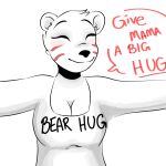 anthro bear bodypaint breasts bruna_(golddrake) clothing female mammal offering_hug shirt solo speech_bubble talking_to_viewer tomasyri topwear