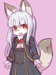  fox furry long_hair ohakotome open_mouth red_eyes silver_hair 