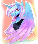  amethystdust anthro breasts clothed clothing equine fan_character female hair horn looking_at_viewer mammal my_little_pony smile solo winged_unicorn wings 