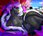  amethystdust anthro breasts dragon eyewear featureless_breasts female glasses hair horn looking_at_viewer nude solo wide_hips 