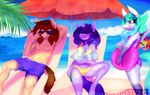  amethystdust anthro bat_pony beach clothed clothing dragon equine fan_character female group horse male mammal outside seaside smile sunbathing 