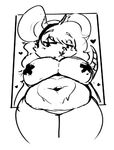  &lt;3 2017 anthro belly big_belly big_breasts breasts female hair half-closed_eyes low_res mammal monochrome mostly_nude mouse navel nipple_tape overweight overweight_female pasties rodent slightly_chubby solo tacdoodles tape thick_thighs 