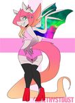 amethystdust anthro bat_pony clothed clothing fan_character female hair hand_on_butt looking_at_viewer looking_back solo standing wings 
