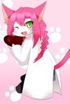  artist_request cat cat_busters character_request furry green_eyes long_hair one_eye_closed pink_hair twintails 