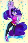  amethystdust anthro clothed clothing dragon female hair horn looking_at_viewer solo tongue tongue_out 